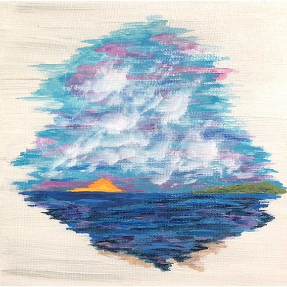 Sea of Blues, Original Acrylic Painting, 6 x 6" - Picture 1 of 3